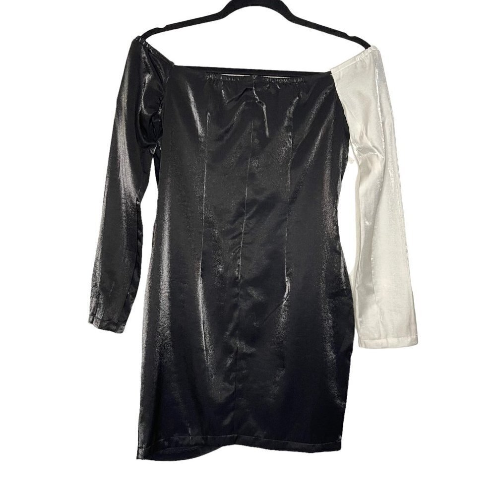 NWT Nasty Gal Black White Two Toned Mini New Night Out Dress Size 2 - Picture 5 of 10